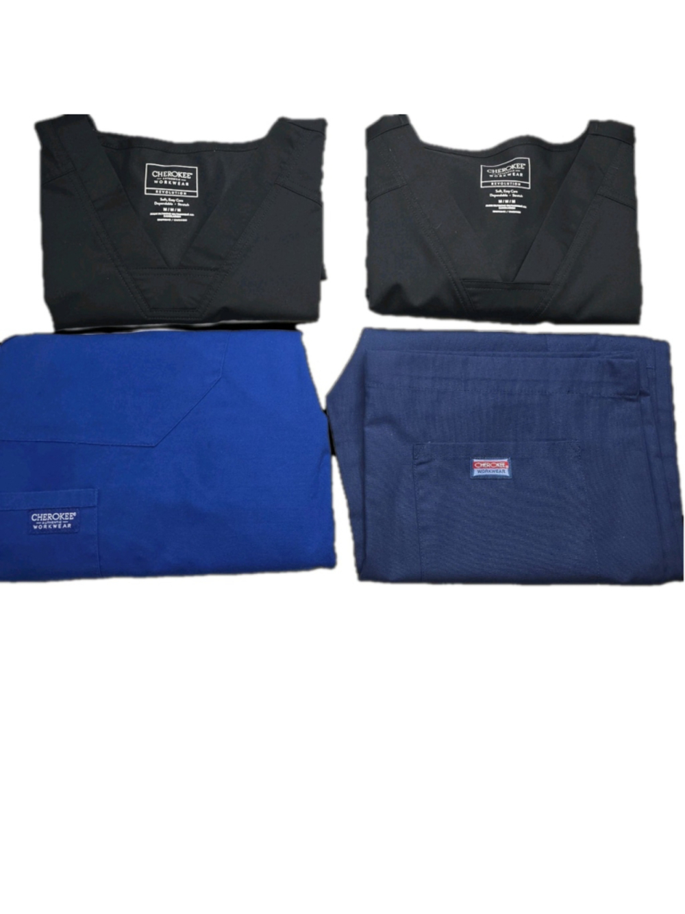 Cherokee Workwear Revolution Scrub Lot Unisex Medium Tops Pants Blue Black